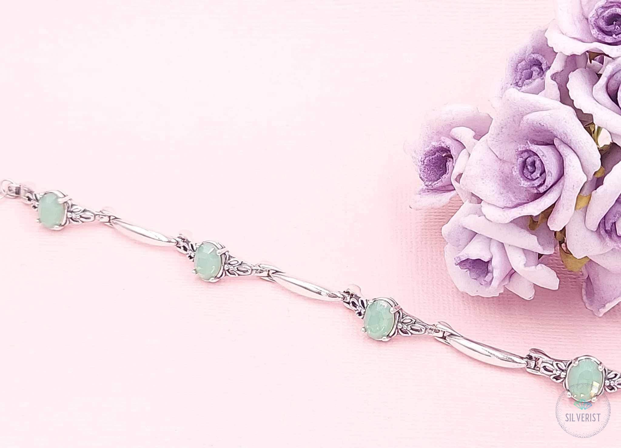 Green Opal bracelet SilveristUK
